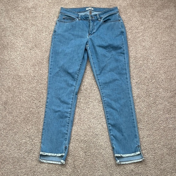 Eileen Fisher Mid Rise Raw Hem Skinny Ankle Jeans - Picture 1 of 9